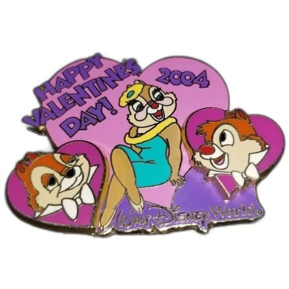 Disney LE Pin Chip N Dale Clarice 2 Chips & a Miss Happy Valentine's Day 2004 - Picture 1 of 8